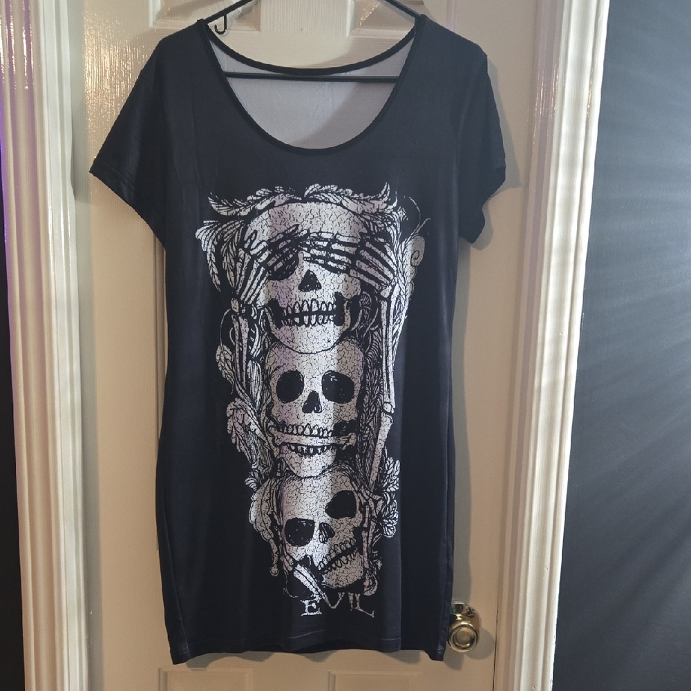 Black Graphic Skull Dress/ 🎈5 For $30